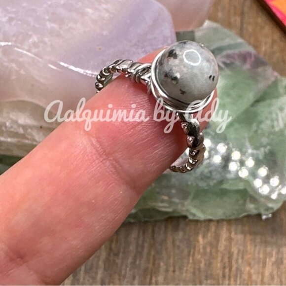 Sesame jasper silver ring - Picture 1 of 3